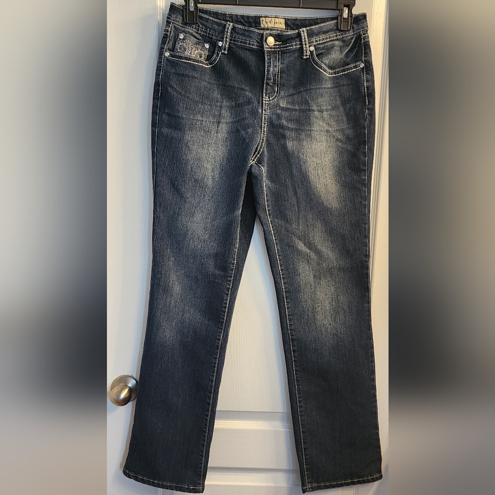 Earl Jean Boot Cut Size 14 Stretch Rhinestones Bejeweled